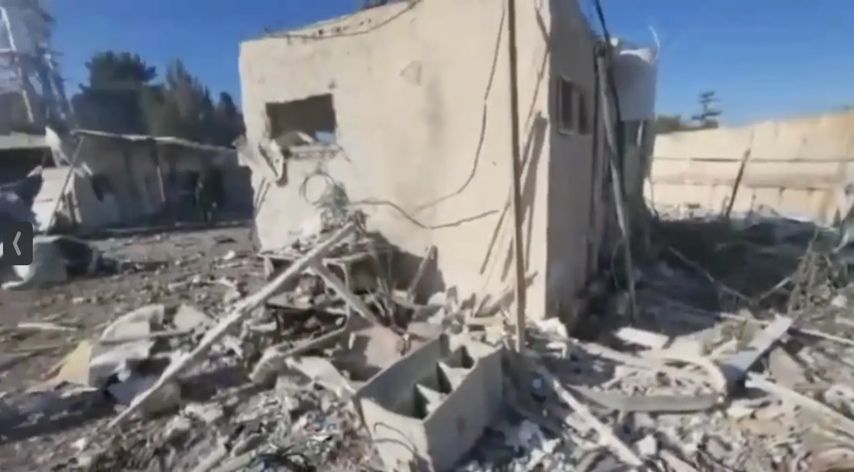 The aftermath or a rocket attack by Hezbollah