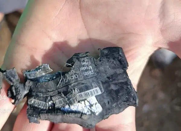 The remains of one of the exploded Hezbollah communication devices.