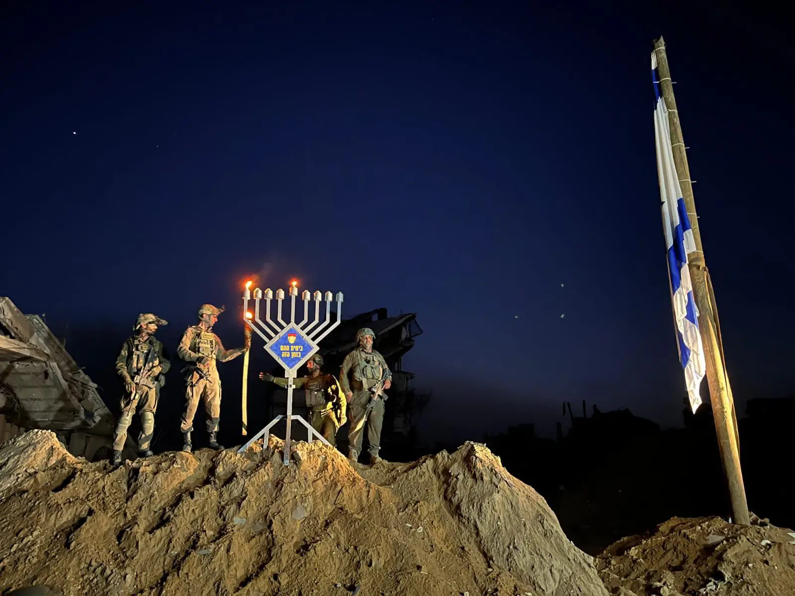 IDF soldiers light the menorah in Jabaliya, Northern Gaza